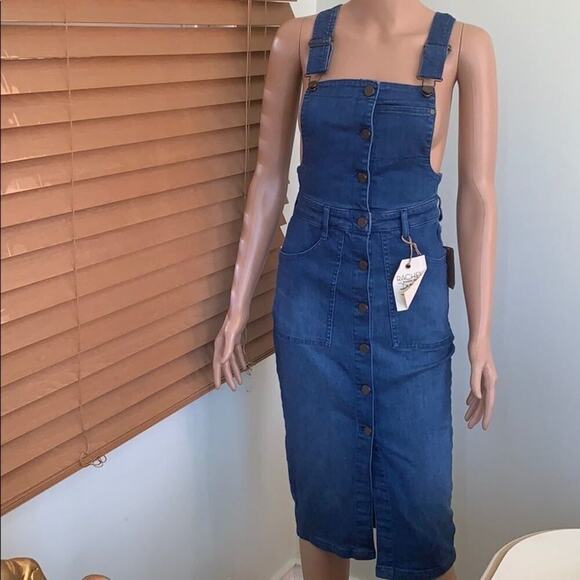 NWT RACHEL RACHEL ROY DEMIN OVERALL MIDI DRESS… - Picture 3 of 8